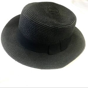 The Hatter Company black straw fedora hat